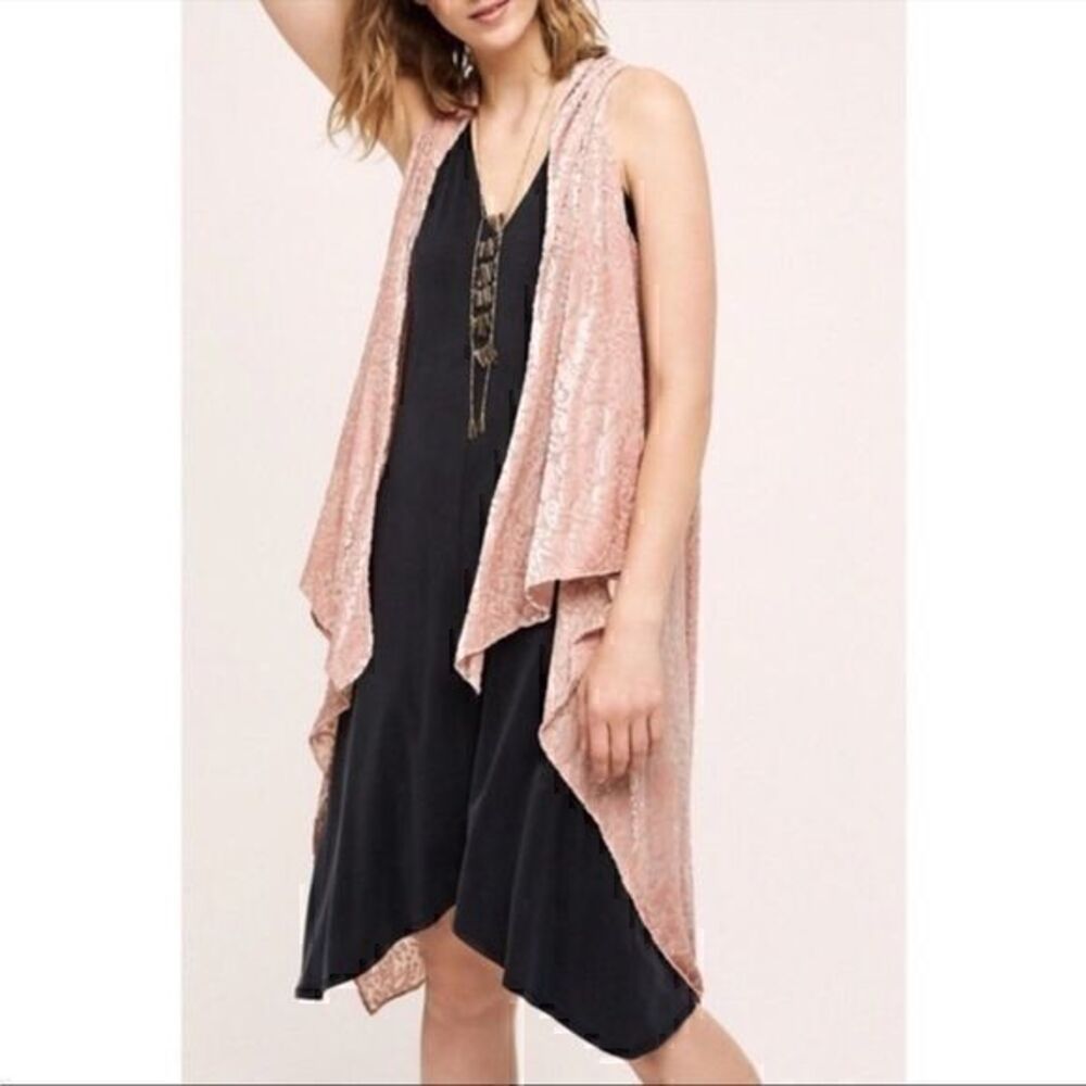 Anthropologie Elizabeth Gillett Sheer Velour Floral Wrap  Vest One Size